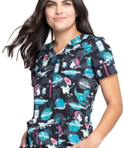 Cherokee Clearance Women's I'm A Dentisaurus Print Scrub Top -Silverts-shop 3 ck ck671 printclearance 650