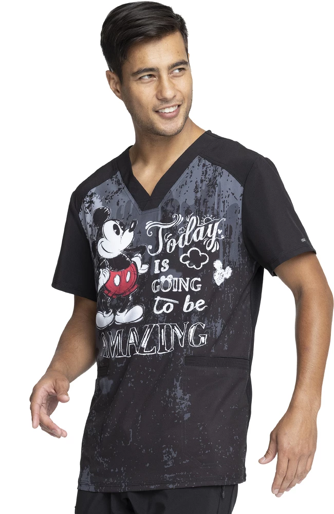 Cherokee Clearance Men's Today Is Amazing Print Scrub Top - Image 3