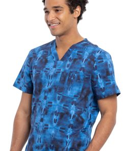 Cherokee Clearance Men's Geo Tie Dye Print Scrub Top -Silverts-shop 3 ck ck692 printclearance 650 1