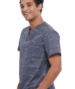 Cherokee Clearance Men's Rawrsome Print Scrub Top -Silverts-shop 3 ck ck692 printclearance 650