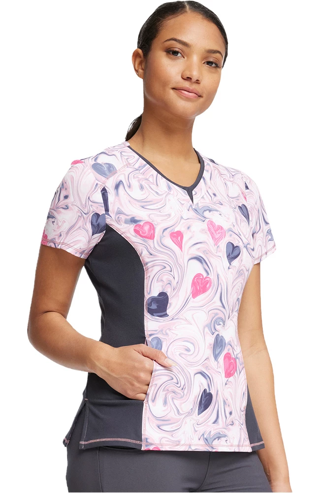 Cherokee Women's Loving Swirls Print Scrub Top - Image 3