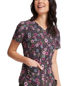 Cherokee Women's Romantic Garden Print Scrub Top 4 Cherokee Women's Romantic Garden Print Scrub Top -Silverts-shop 3 ck ck703 print 650