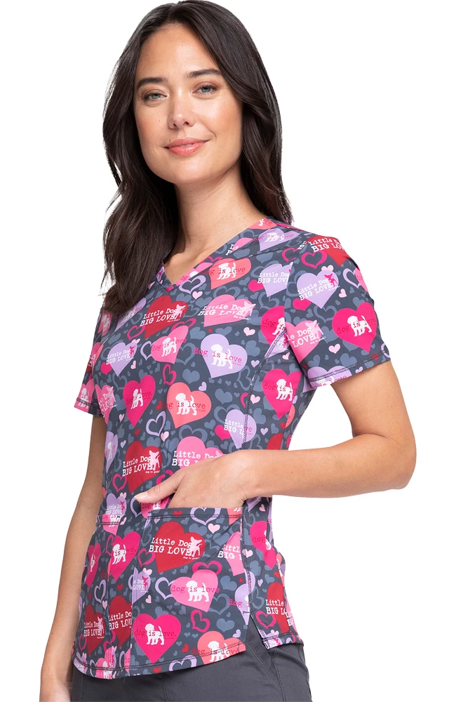 Cherokee Clearance Women's Dog Is Love Print Scrub Top - Image 3