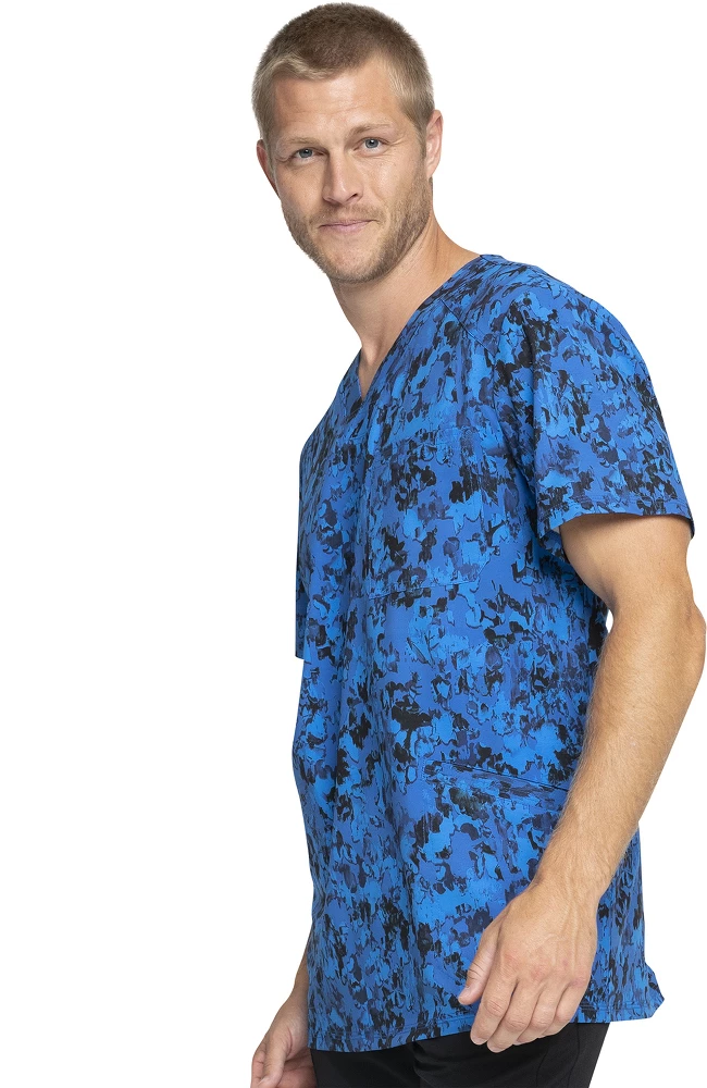 Cherokee Clearance Men's Paint That Grand Print Scrub Top - Image 3