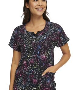Heartsoul Clearance Women's Round Neck Celestial Twist Print Scrub Top 4 Heartsoul Clearance Women's Round Neck Celestial Twist Print Scrub Top -Silverts-shop 3 ck hs685 printclearance 650
