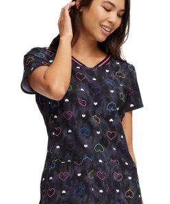 Heartsoul Women's Lovin Vibes Print Scrub Top 4 Heartsoul Women's Lovin Vibes Print Scrub Top -Silverts-shop 3 ck hs723 print 650