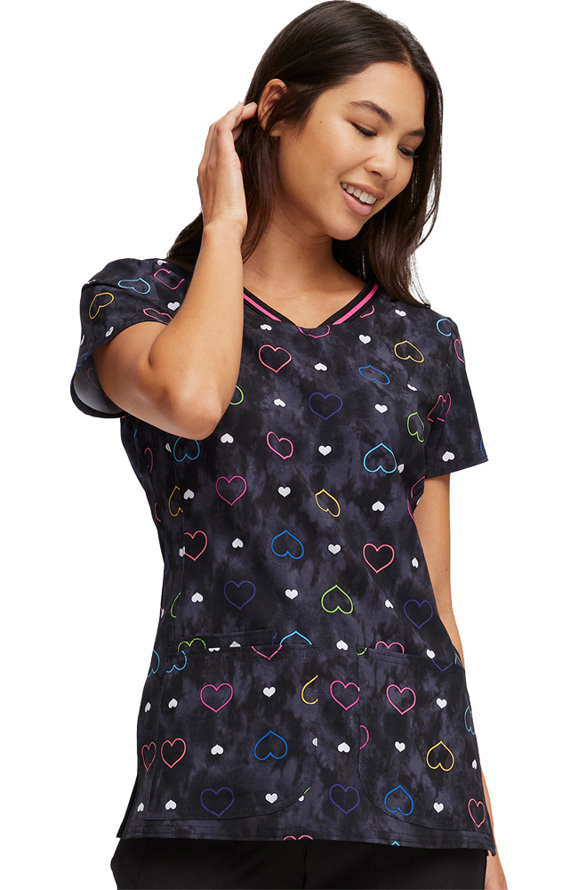 Women's Lovin Vibes Print Scrub Top Heartsoul Women's Lovin Vibes Print Scrub Top -Silverts-shop 3 ck hs723 print 650