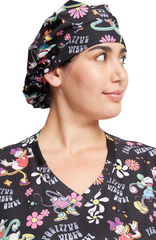 Cherokee Women's Positive Vibes Print Bouffant Scrub Hat - Image 3