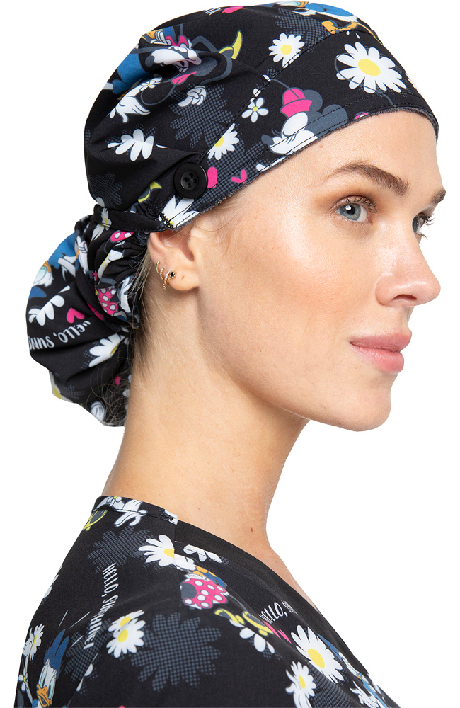 Cherokee Clearance Women's Bouffant Hello Sunshine Print Scrub Hat 5 Cherokee Clearance Women's Bouffant Hello Sunshine Print Scrub Hat - Image 3