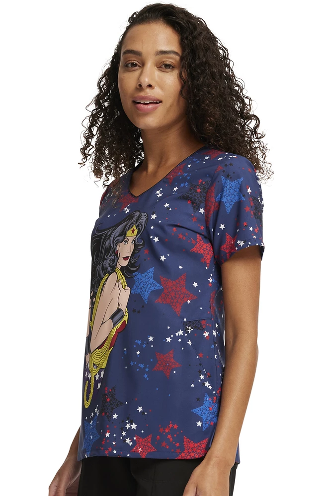 Cherokee Women's Hang With The Stars Print Scrub Top - Image 3