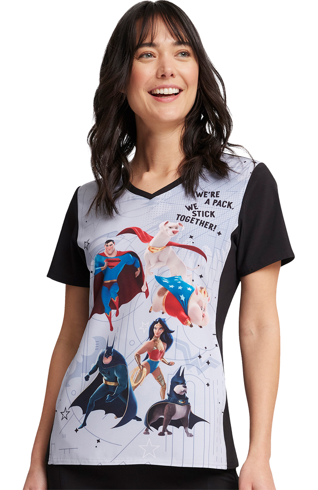 Women's Super-Pets Print Scrub Top Cherokee Women's Super-Pets Print Scrub Top -Silverts-shop 3 ck tf627 print 650 1