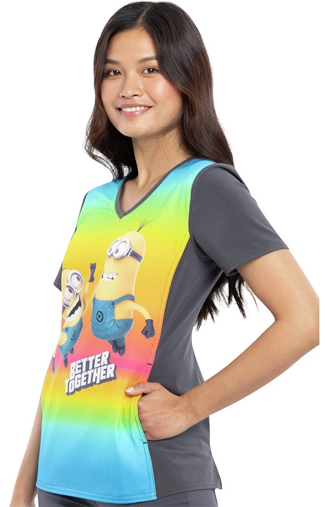 Cherokee Clearance Women's Friends Together Print Scrub Top - Image 3