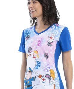Cherokee Clearance Women's Snowland Print Scrub Top -Silverts-shop 3 ck tf627 printclearance 650 7