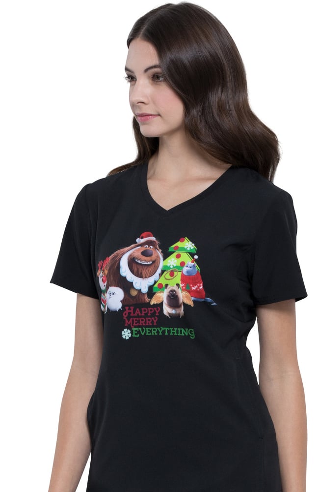 Clearance Women's V-Neck Holly Jolly Pets Print Scrub Top Cherokee Clearance Women's V-Neck Holly Jolly Pets Print Scrub Top -Silverts-shop 3 ck tf627 printclearance 650