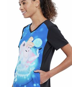 Cherokee Clearance Women's Dont Be Late Print Scrub Top -Silverts-shop 3 ck tf637 printclearance 650 1