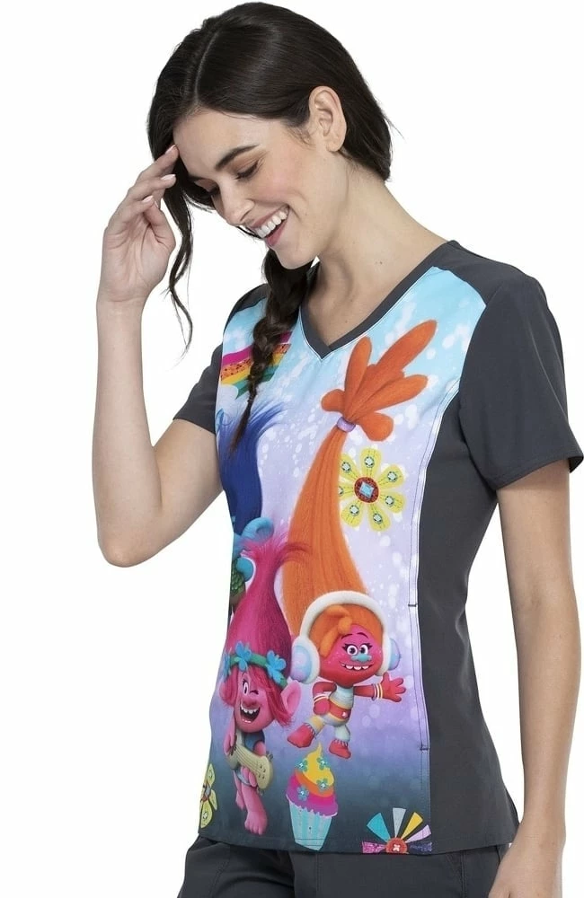 Cherokee Clearance Women's Musical Genius Print Scrub Top - Image 3