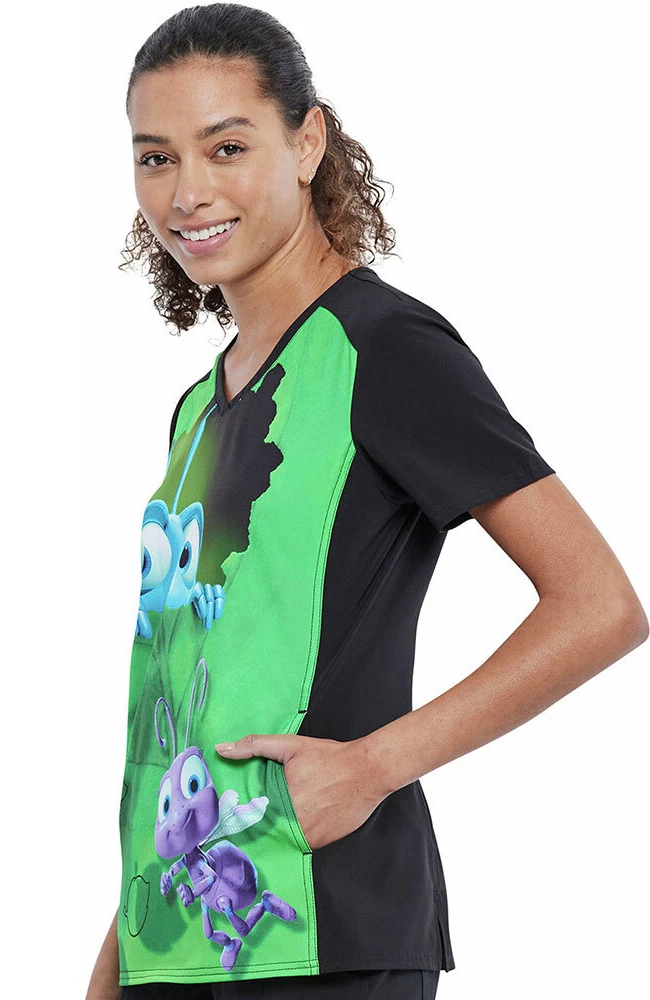 Cherokee Clearance Women's Flik And Dot Print Scrub Top - Image 3