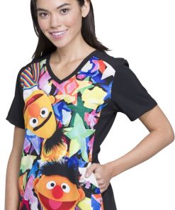 Cherokee Clearance Women's V-Neck Contrast Back Sesame Street Print Scrub Top 4 Cherokee Clearance Women's V-Neck Contrast Back Sesame Street Print Scrub Top -Silverts-shop 3 ck tf637 printclearance 650 8