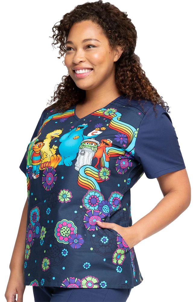 Cherokee Clearance Women's Coming Or Going Print Scrub Top - Image 3