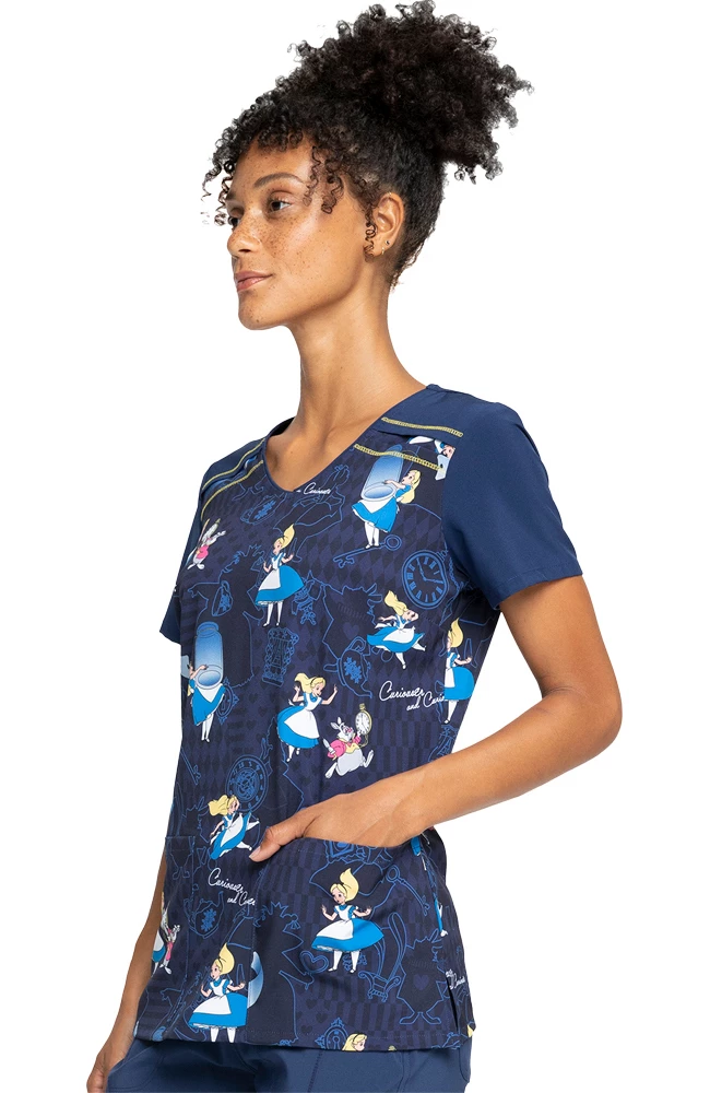 Cherokee Clearance Women's Curious Events Print Scrub Top - Image 3
