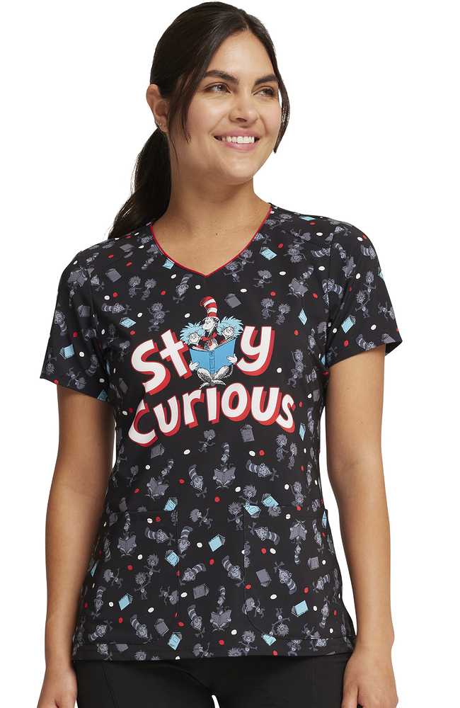 Cherokee Women's Inquiring Minds Print Scrub Top 5 Cherokee Women's Inquiring Minds Print Scrub Top - Image 3