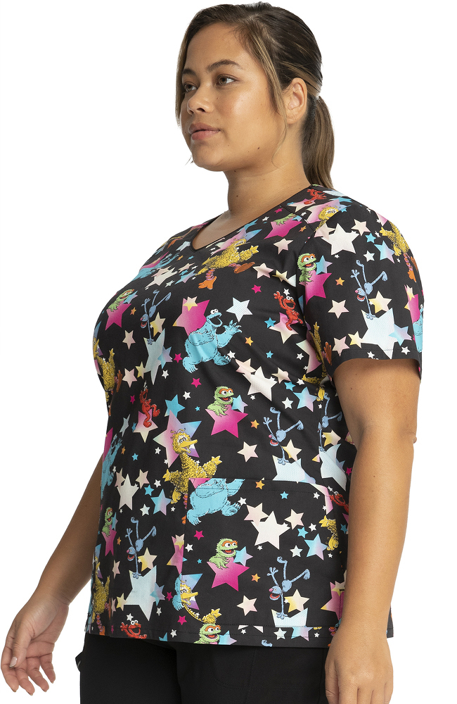 Clearance Women's Stars Of Sesame Print Scrub Top Cherokee Clearance Women's Stars Of Sesame Print Scrub Top -Silverts-shop 3 ck tf659 printclearance 650
