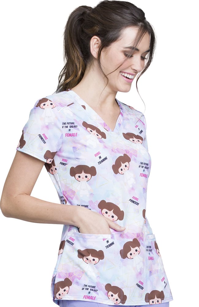 Clearance Women's V-Neck Star Wars Print Scrub Top Cherokee Clearance Women's V-Neck Star Wars Print Scrub Top -Silverts-shop 3 ck tf666 printclearance 650 2
