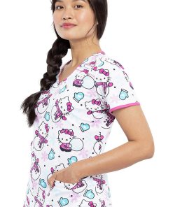 Cherokee Clearance Women's Winter Hello Kitty Print Scrub Top -Silverts-shop 3 ck tf686 printclearance 650