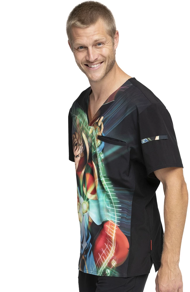 Cherokee Clearance Men's Doctor Strange Print Scrub Top - Image 3