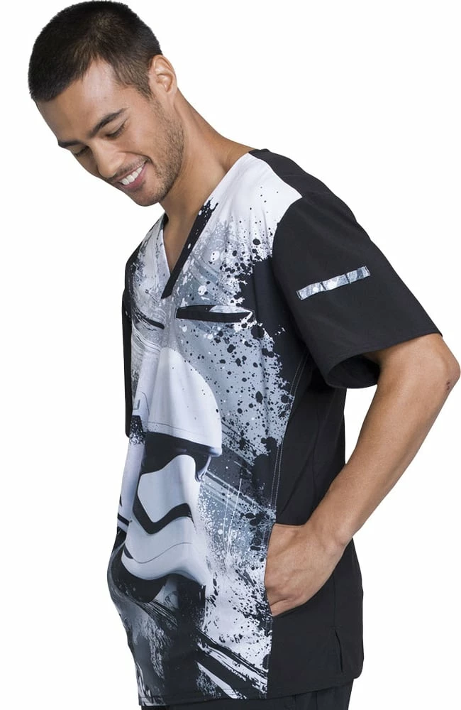 Cherokee Clearance Men's V-Neck Star Wars Print Scrub Top - Image 3