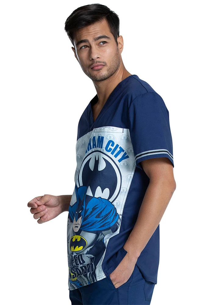 Cherokee Clearance Men's Gotham City™ Print Scrub Top - Image 3