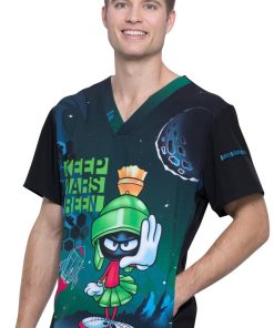 Cherokee Clearance Men's V-Neck Keep Mars Green Print Scrub Top 4 Cherokee Clearance Men's V-Neck Keep Mars Green Print Scrub Top -Silverts-shop 3 ck tf708 printclearance 650 1