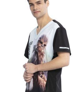 Cherokee Clearance Men's Chewie Print Scrub Top -Silverts-shop 3 ck tf708 printclearance 650