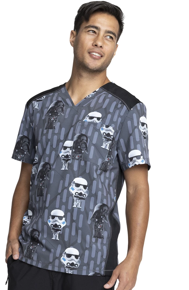 Cherokee Clearance Men's Chibi Empire Print Scrub Top - Image 3