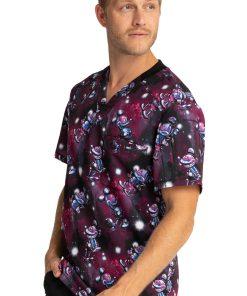 Cherokee Clearance Men's Metallic Mickey Print Scrub Top -Silverts-shop 3 ck tf730 printclearance 650