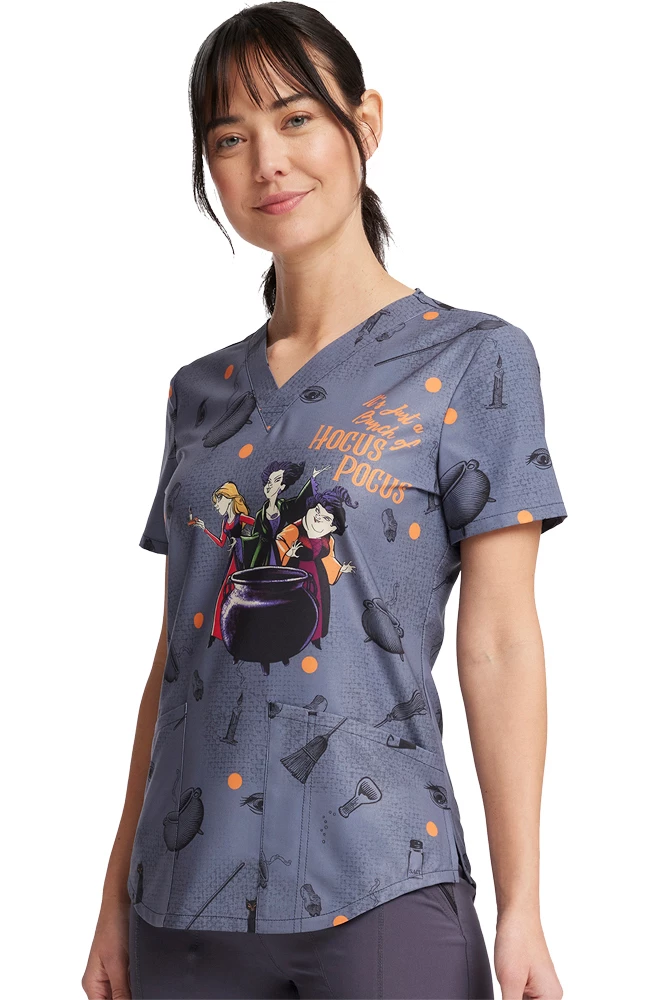 Cherokee Women's Hocus Pocus Print Scrub Top - Image 3