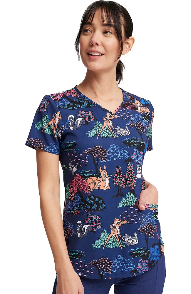 Cherokee Women's Meadow Frolic Print Scrub Top - Image 3