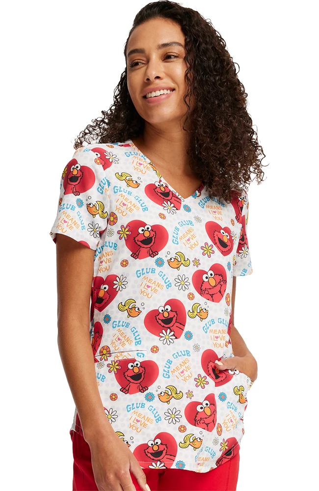 Cherokee Women's Glub Glub Print Scrub Top - Image 3