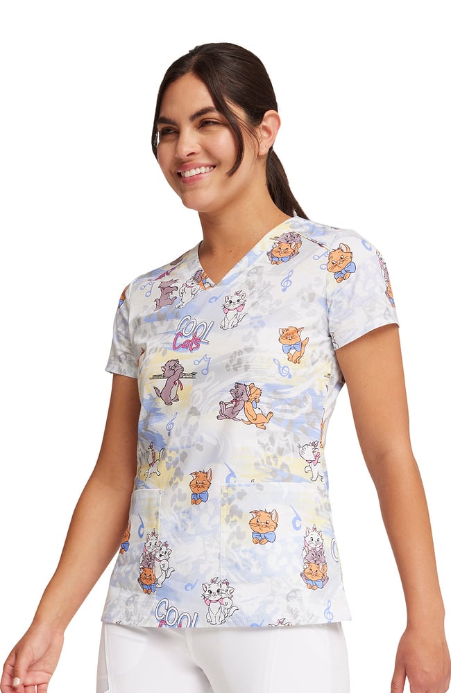 Women's Hip Cats Print Scrub Top Cherokee Women's Hip Cats Print Scrub Top -Silverts-shop 3 ck tf776 print 650