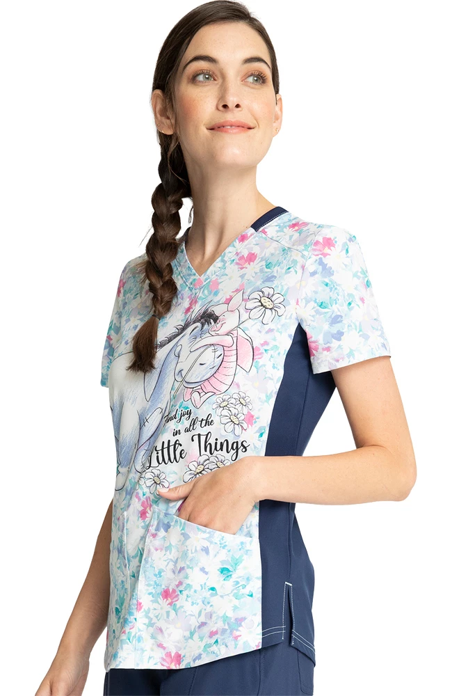 Cherokee Clearance Women's Find Joy Print Scrub Top - Image 3