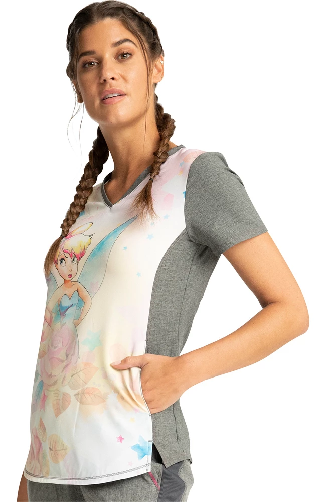 Cherokee Clearance Women's Fairy Wings Print Scrub Top - Image 3