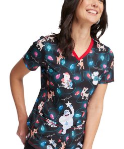 Cherokee Women's Bright Spirits Print Scrub Top 4 Cherokee Women's Bright Spirits Print Scrub Top -Silverts-shop 3 ck tf784 print 650