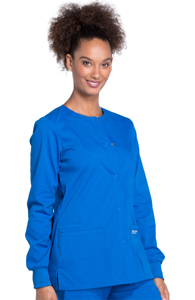 Clearance Women's Snap Front Warm-Up Solid Scrub Jacket Cherokee Workwear Clearance Women's Snap Front Warm-Up Solid Scrub Jacket -Silverts-shop 3 ck ww340 clearance 650
