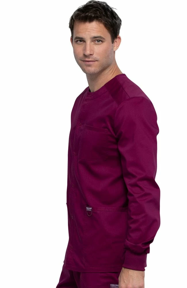 Cherokee Workwear Clearance Men's Snap Front Solid Scrub Jacket - Image 3