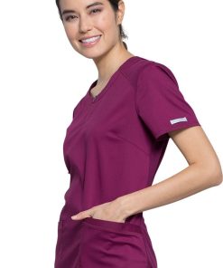Cherokee Workwear Women's Crew Neck Solid Scrub Top -Silverts-shop 3 ck ww602 650