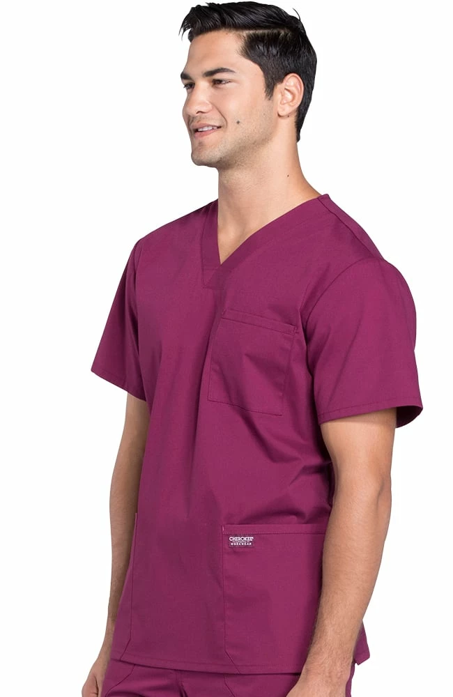 Cherokee Workwear Clearance Men's V-Neck Utility Solid Scrub Top - Image 3