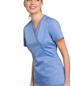 Cherokee Workwear Women's Mock Wrap Solid Scrub Top 4 Cherokee Workwear Women's Mock Wrap Solid Scrub Top -Silverts-shop 3 ck ww775ab 650