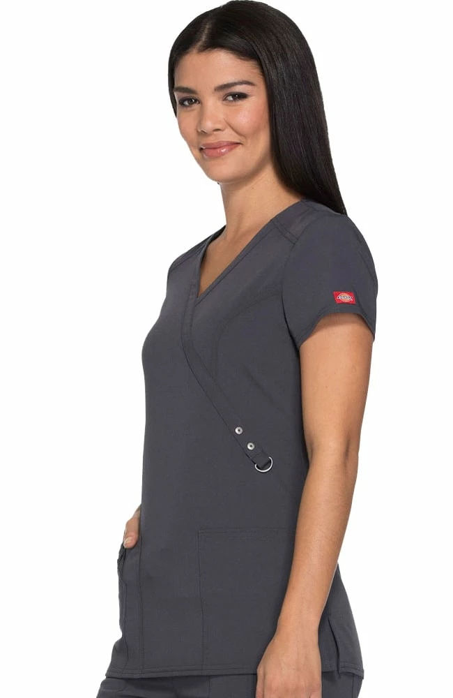 Dickies Clearance Women's Mock Wrap Solid Scrub Top - Image 3