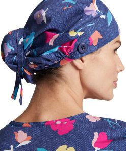 Dickies Women's Bouffant Denim Garden Print Scrub Hat -Silverts-shop 3 di dk514 print 650