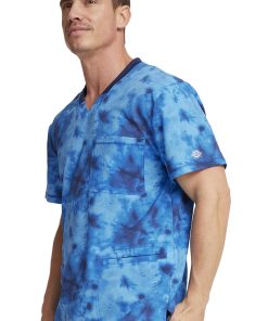 Dickies Men's Tonal Tie Dye Navy Print Scrub Top 4 Dickies Men's Tonal Tie Dye Navy Print Scrub Top -Silverts-shop 3 di dk607 print 650
